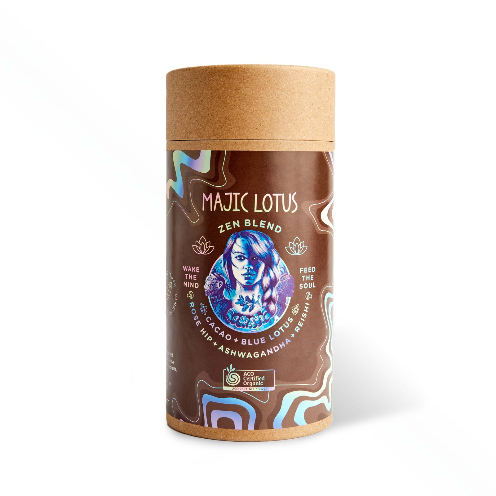 Organic Cacao MAJIC LOTUS - Blue Lotus, Reishi, Ashwaghanda Adaptogenic Latté - 250 gram - 32 serves